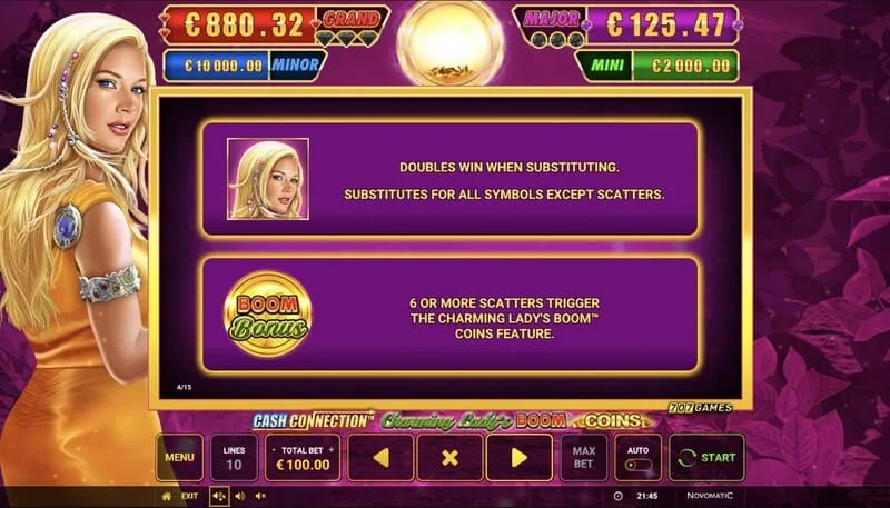Cash Connection - Charming Lady's Boom Coins - 7×5 গ্রিডে Boom Coins রাউন্ড শুরু